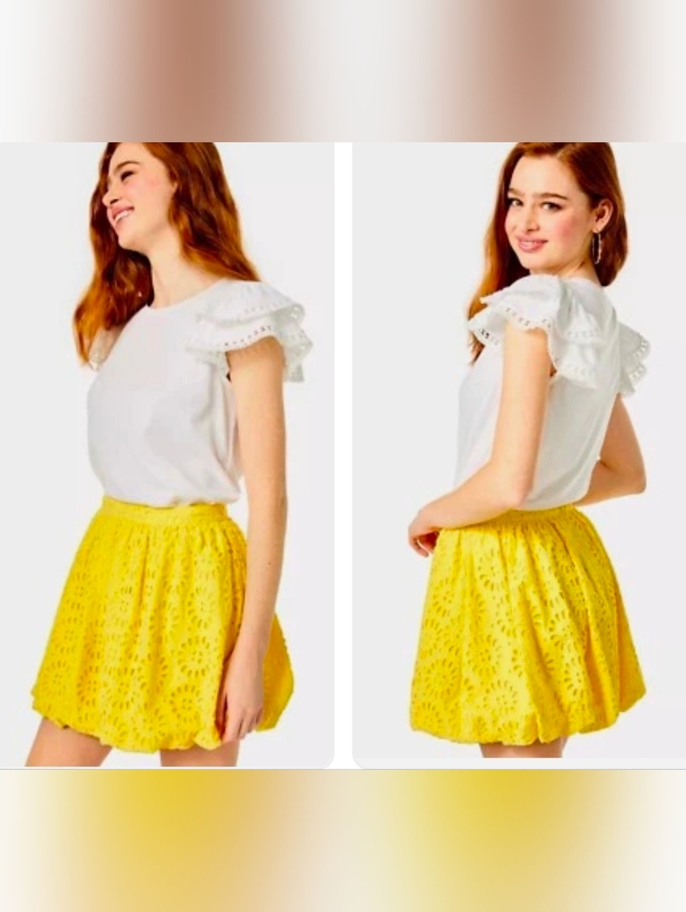 Lilly Pulitzer Leah Bubble  Skirt  Yellow Pinwheel Eyelet